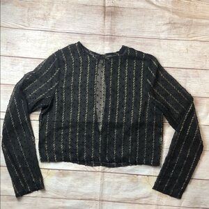 Nasty Gal Black and Gold Striped Blouse 🩵